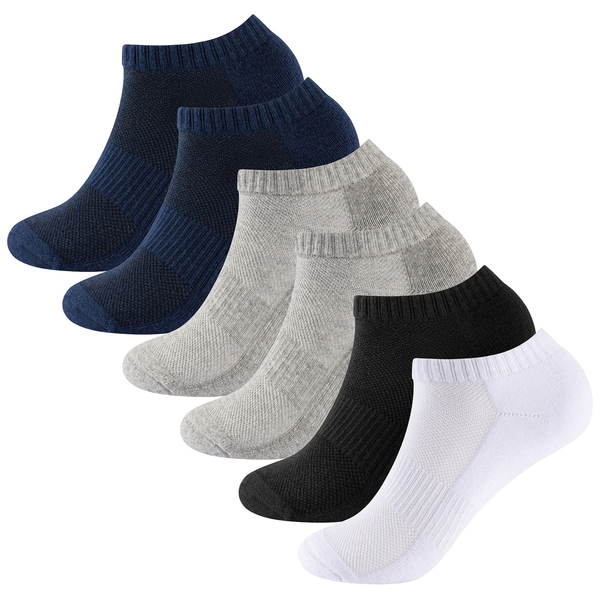 Mens 6pk Half Terry Trainer Assorted Socks
