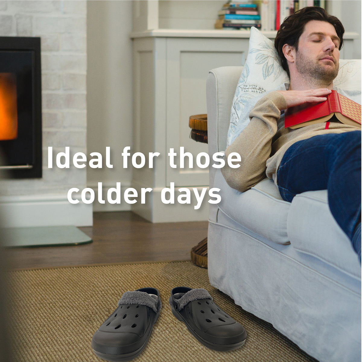Mens Fleece Lined Clogs navy