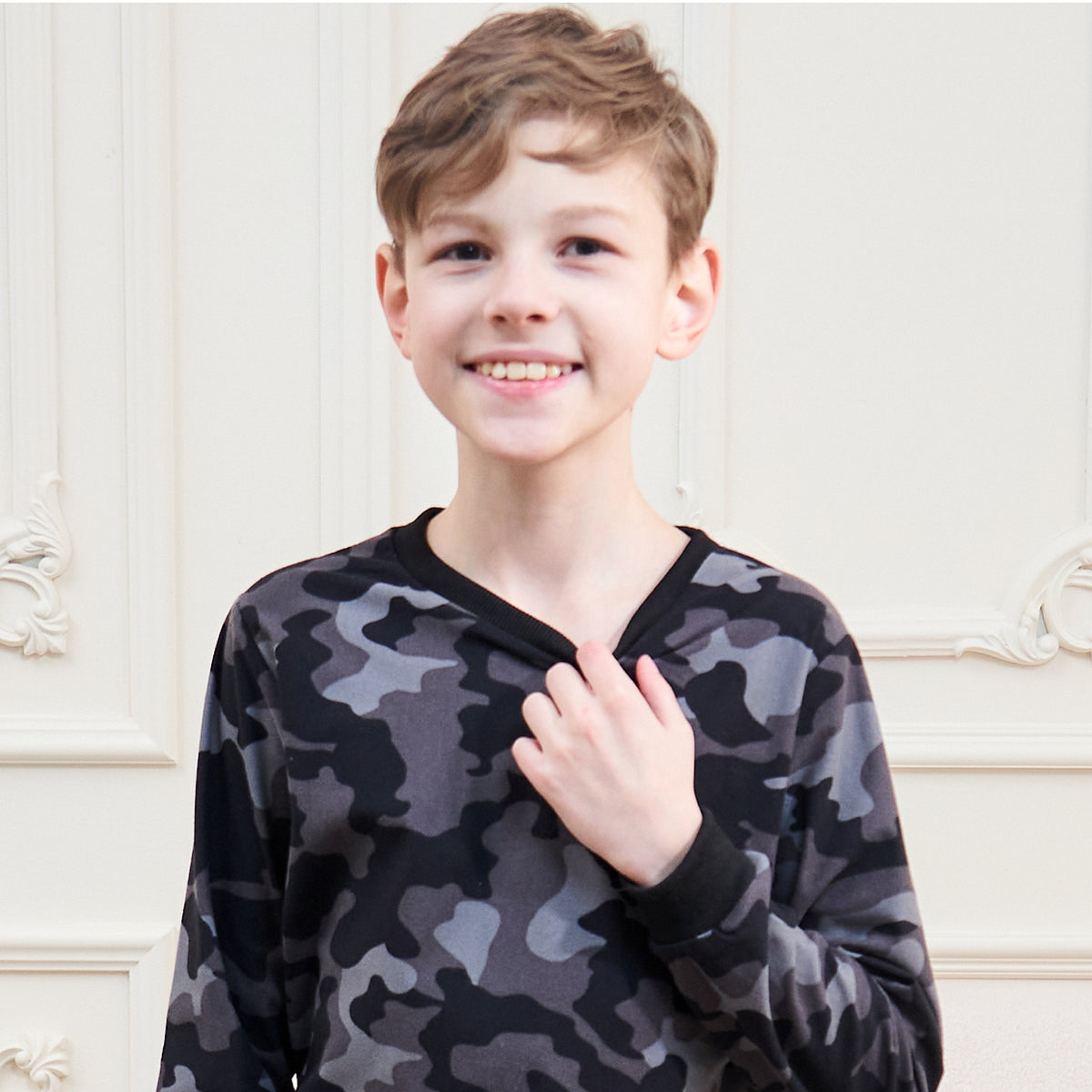 Boys Grey Camo Pyjama Set