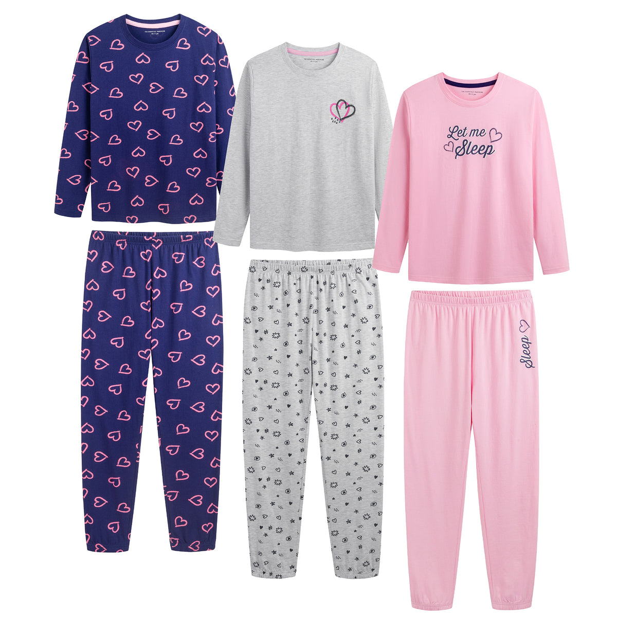 Girls 3PK Sleep LS Long Pyjamas Older