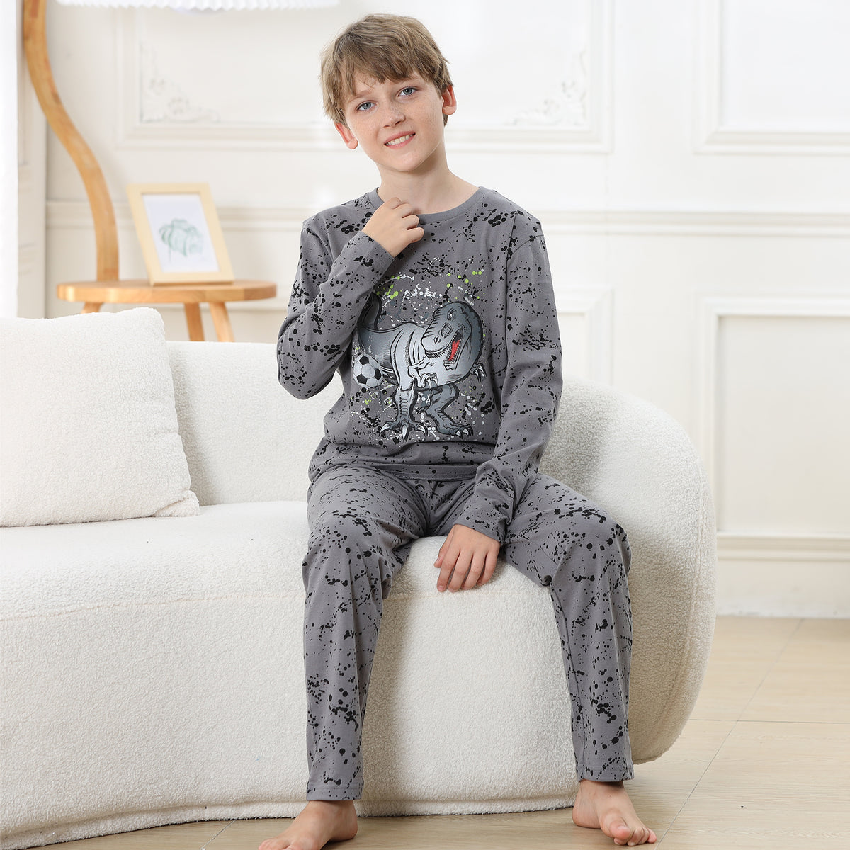 Boys Long Sleeve Dino / Football Pyjamas