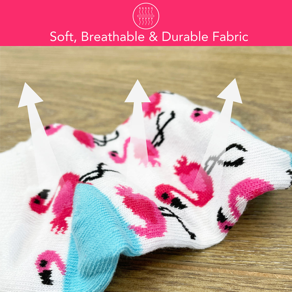 Girls 6PK Flamingo Design Trainer Liner Socks Flamingo