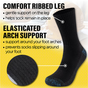 Mens 6 Pack Premium Cotton Blend Black Work Socks