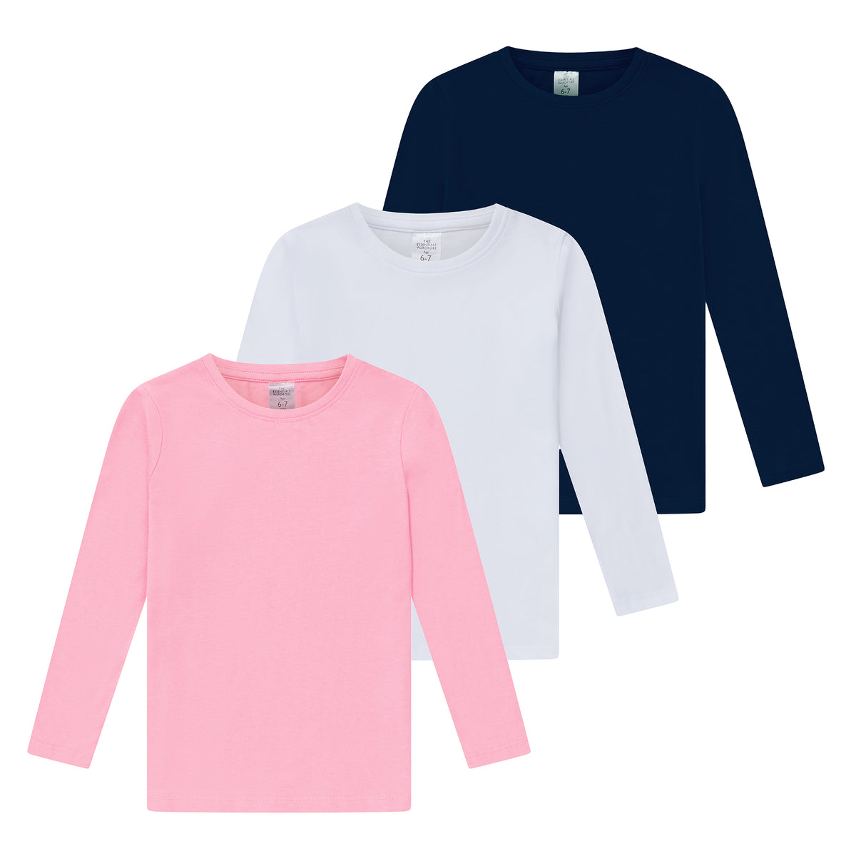 Girls 3 Pack LS T- Shirt Assorted 1 Younger