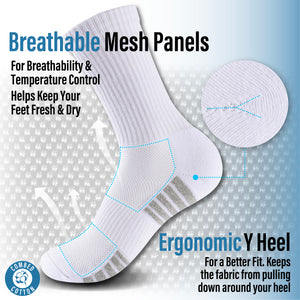Mens 12 Pack Half Terry Sports Socks (White/Grey Striped)