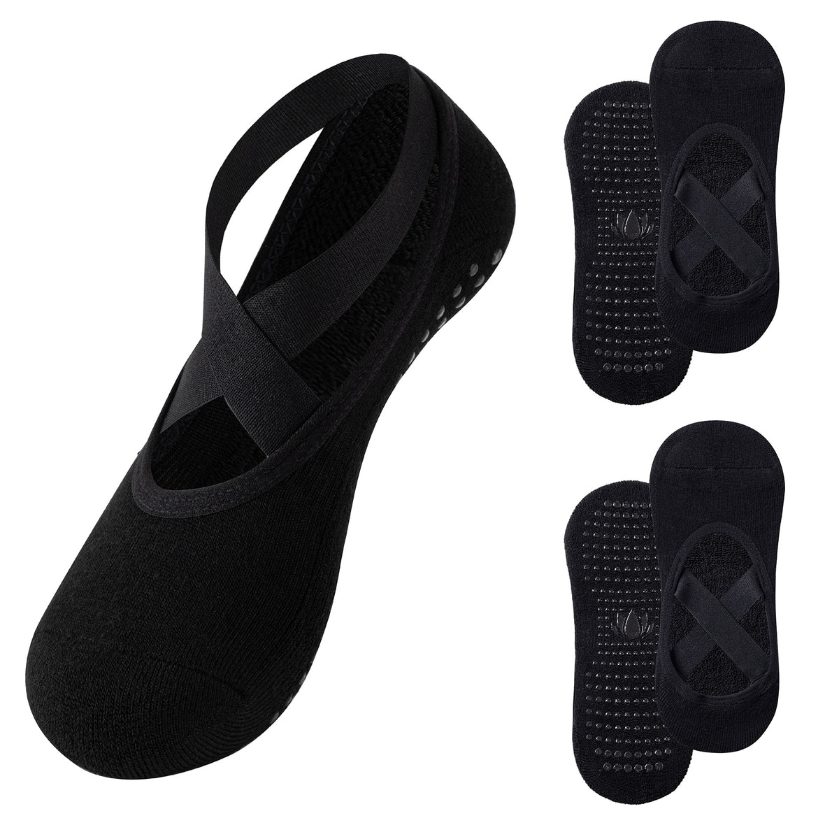 Womens 4pk Black Ballerina Socks