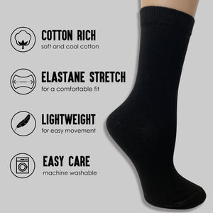 Women 6 Pack Cotton Rich Black Ankle Socks