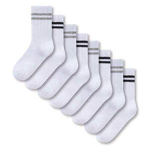 Boys 8pk Sports White Ankle Socks