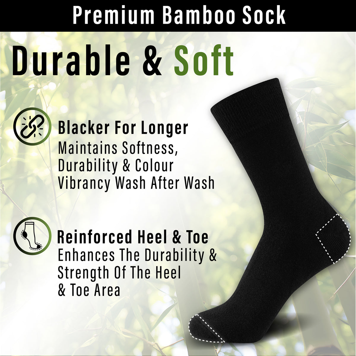 Black 10 Pack Mens Bamboo Blend Socks