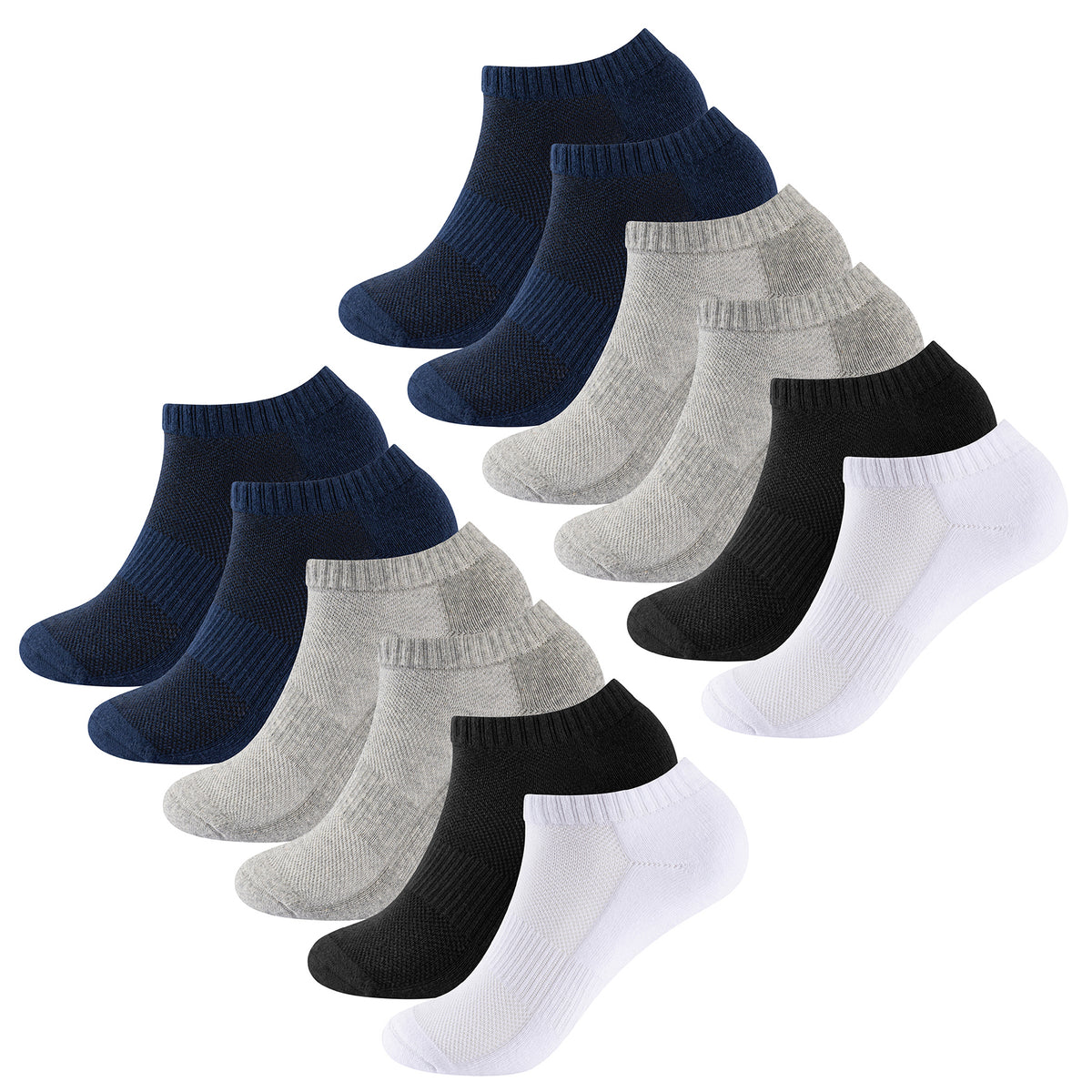 Womens 12pk Half Terry Assorted Trainer Socks