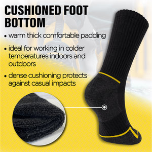 Mens 12 Pack Premium Cotton Blend Yellow Stripe Work Socks