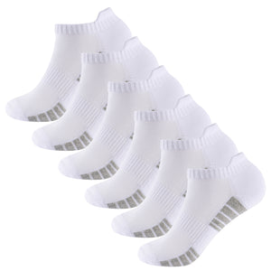 Womens 6pk Striped Half Terry White Trainer Socks
