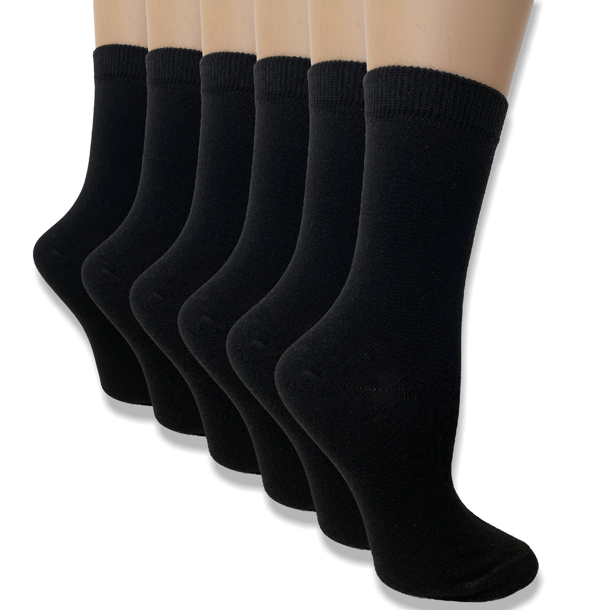Women 6 Pack Cotton Rich Black Ankle Socks