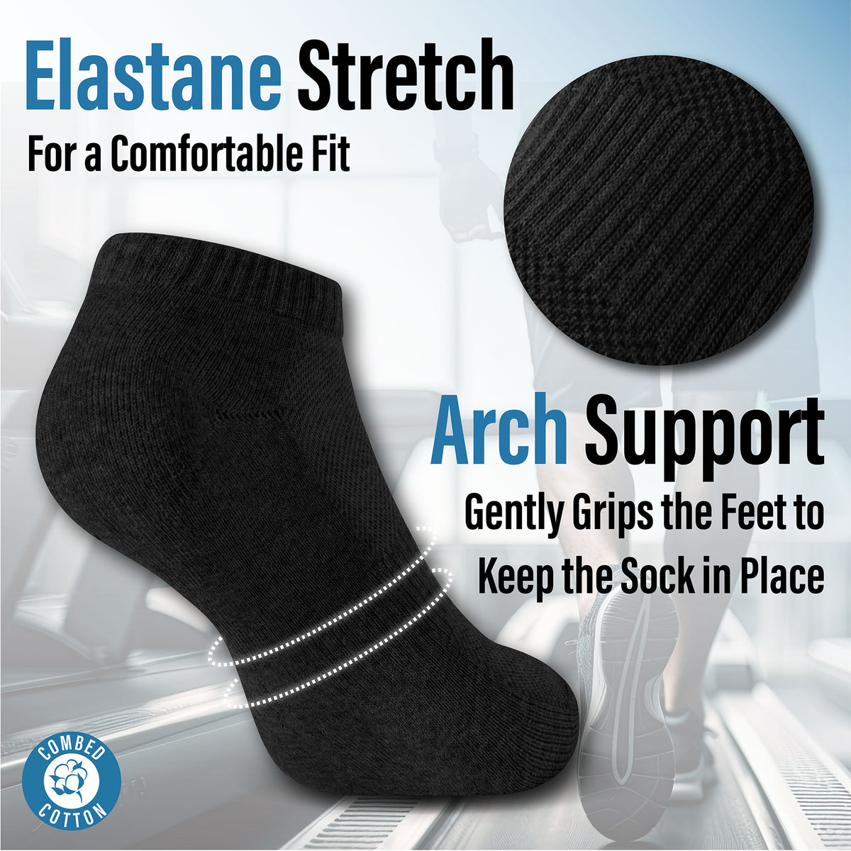 Mens Black 6 Pack Half Terry Trainer Socks