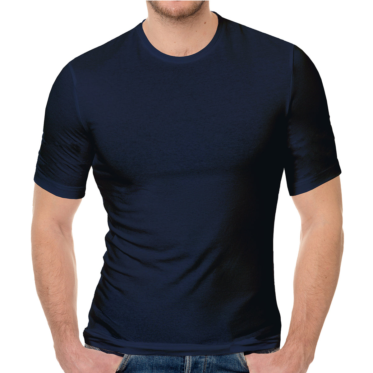 Mens Thermal Underwear Short Sleeve Top Navy
