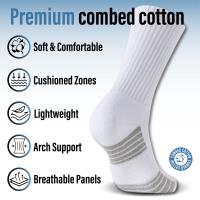 Mens 6pk White/Grey Striped Half Terry Sports Socks