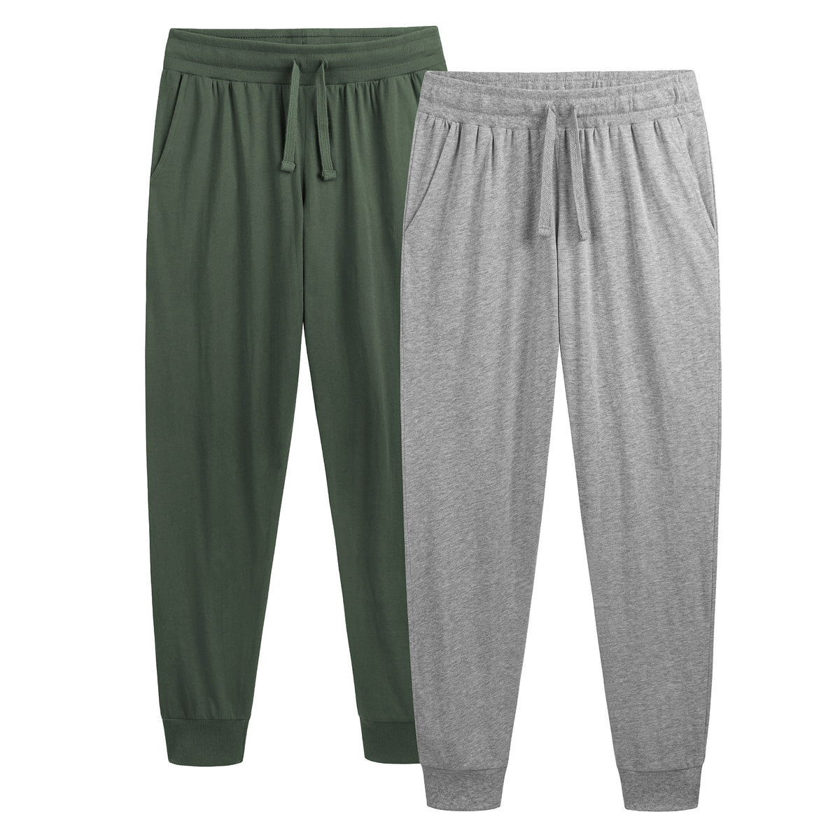 Mens 2PK Khaki/Grey Lounge Pants - Cuffed