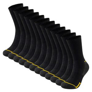 Mens 12 Pack Premium Cotton Blend Yellow Stripe Work Socks