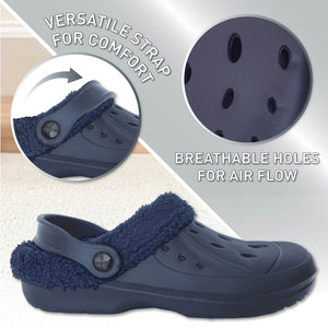 Mens Fleece Lined Clogs navy