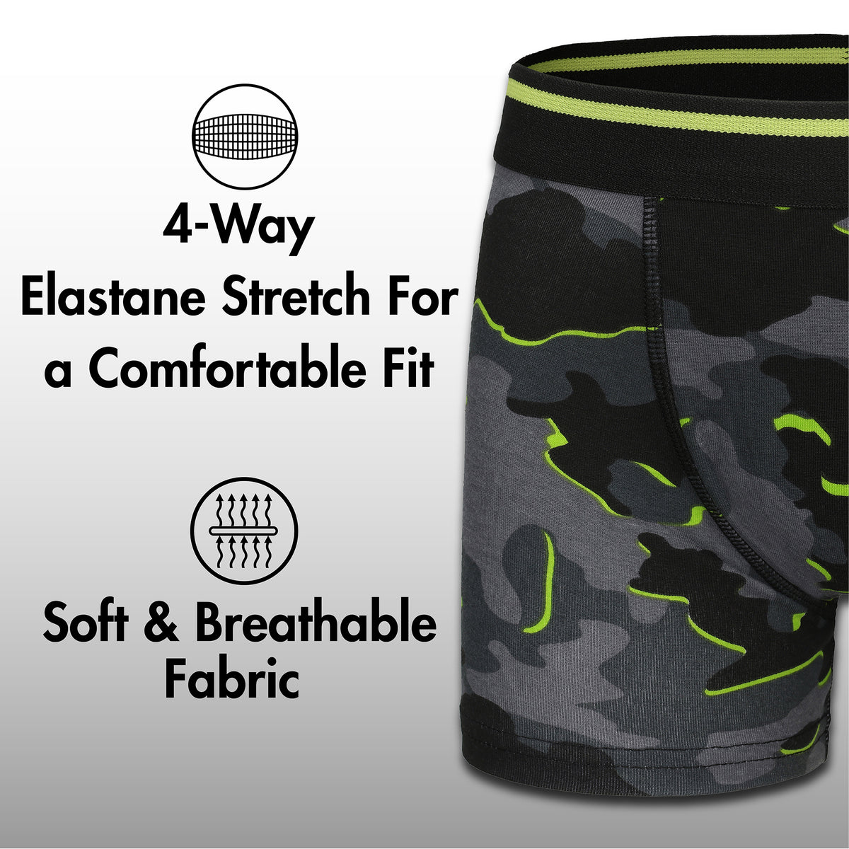 Boys 5 Pack Boxers Trunks Camo