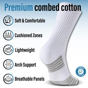 Mens 12 Pack Half Terry Sports Socks (White/Grey Striped)