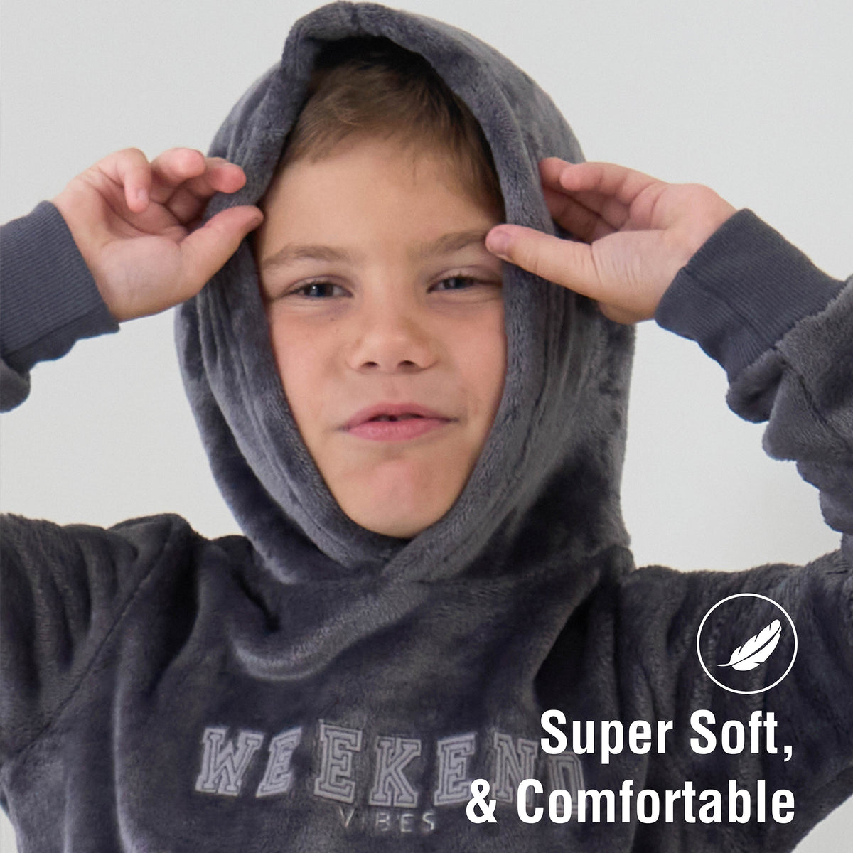 Boys Light Grey Flannel Fleece Pyjama Set