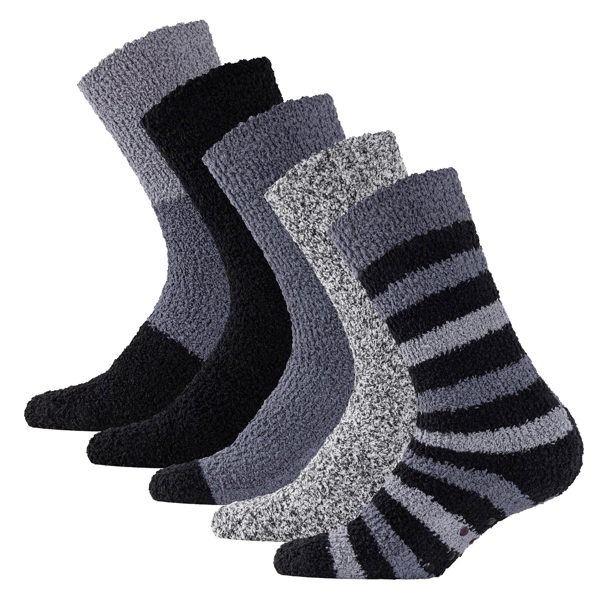 5PK Mens Cosy Socks Black Block