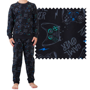 Boys Black Printed Pyjama Set