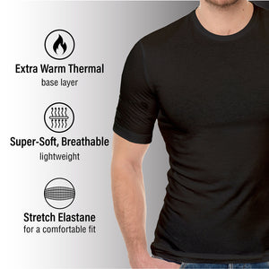 Mens Thermal Underwear Short Sleeve Top Black