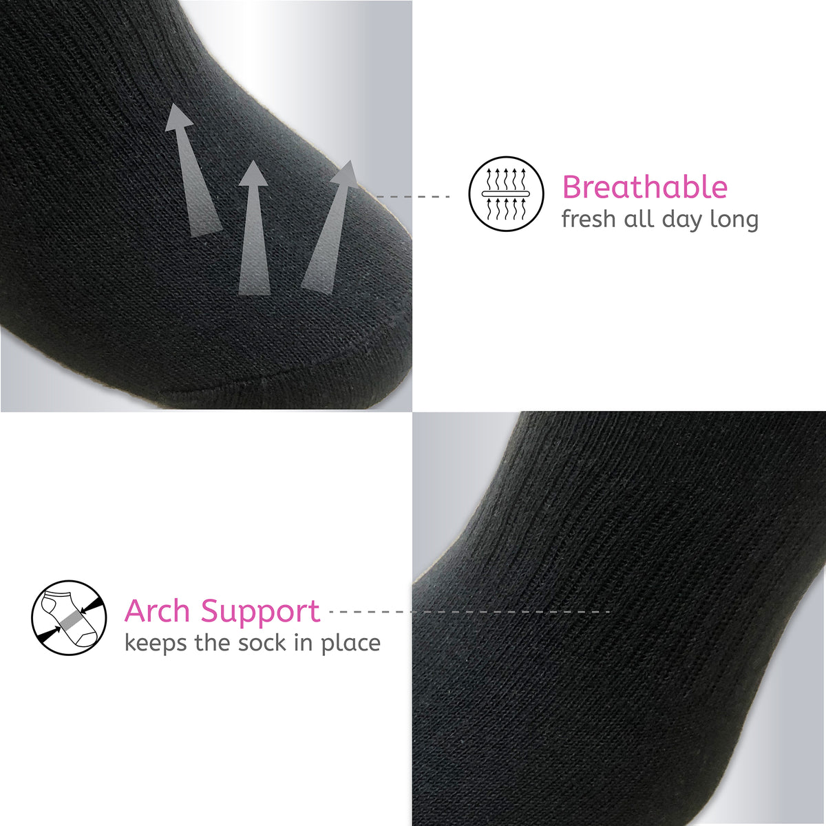 Ladies 12PK Trainer Liner Socks Black