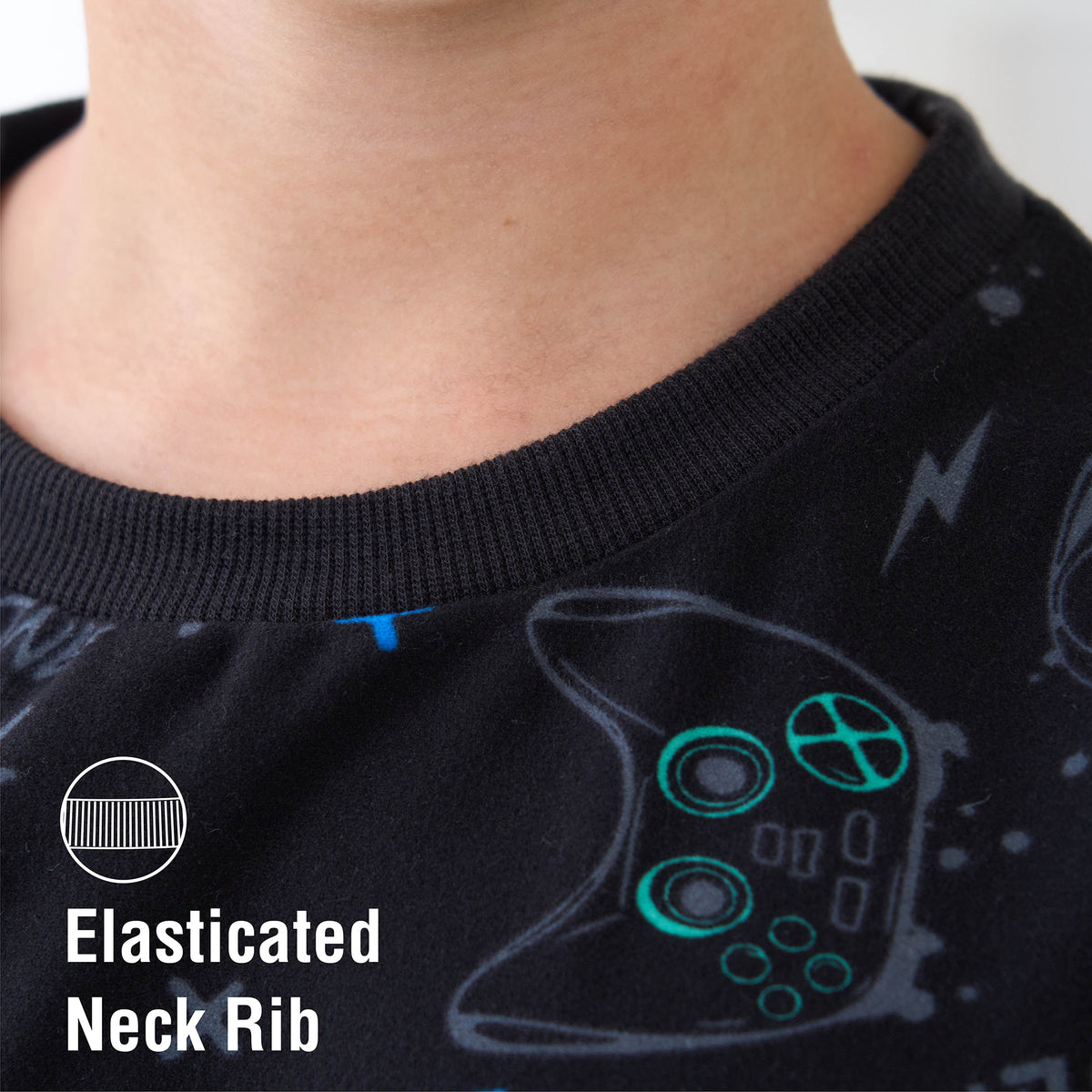 Boys Black Printed Pyjama Set