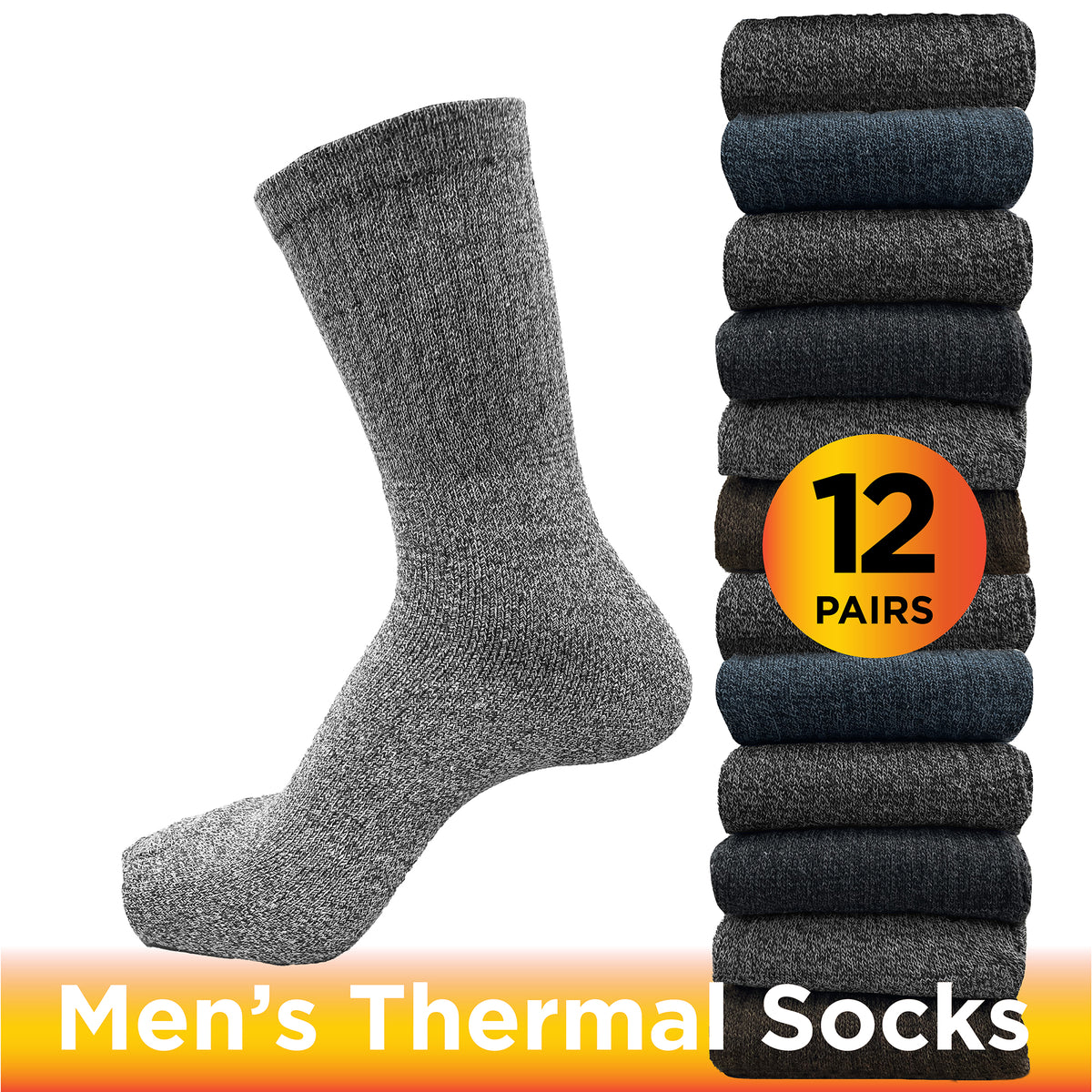 Mens 12 Pack Thermal Socks Assorted