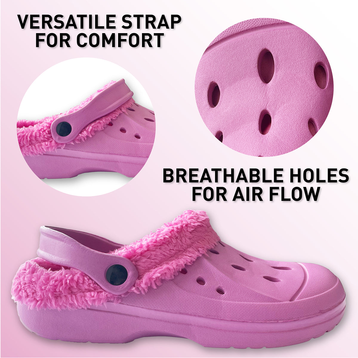 Womens Fleece Lined Clogs Berry