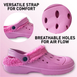 Womens Fleece Lined Clogs Berry