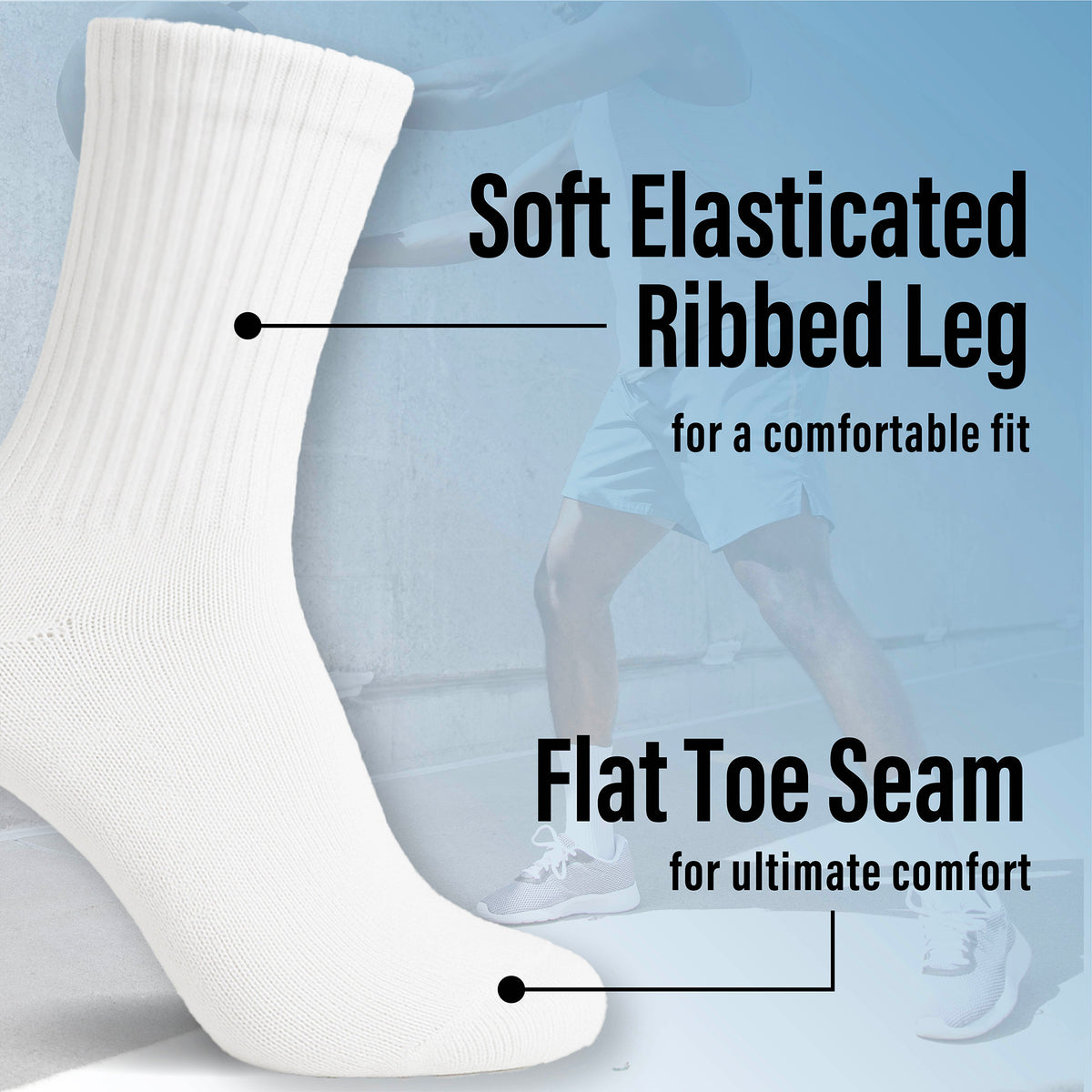 Mens 20PK Terry White Sports Socks