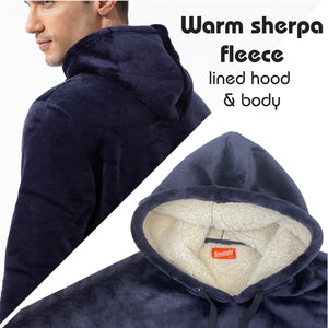 Mens Flannel and Sherpa Lined Navy Pyjama Set