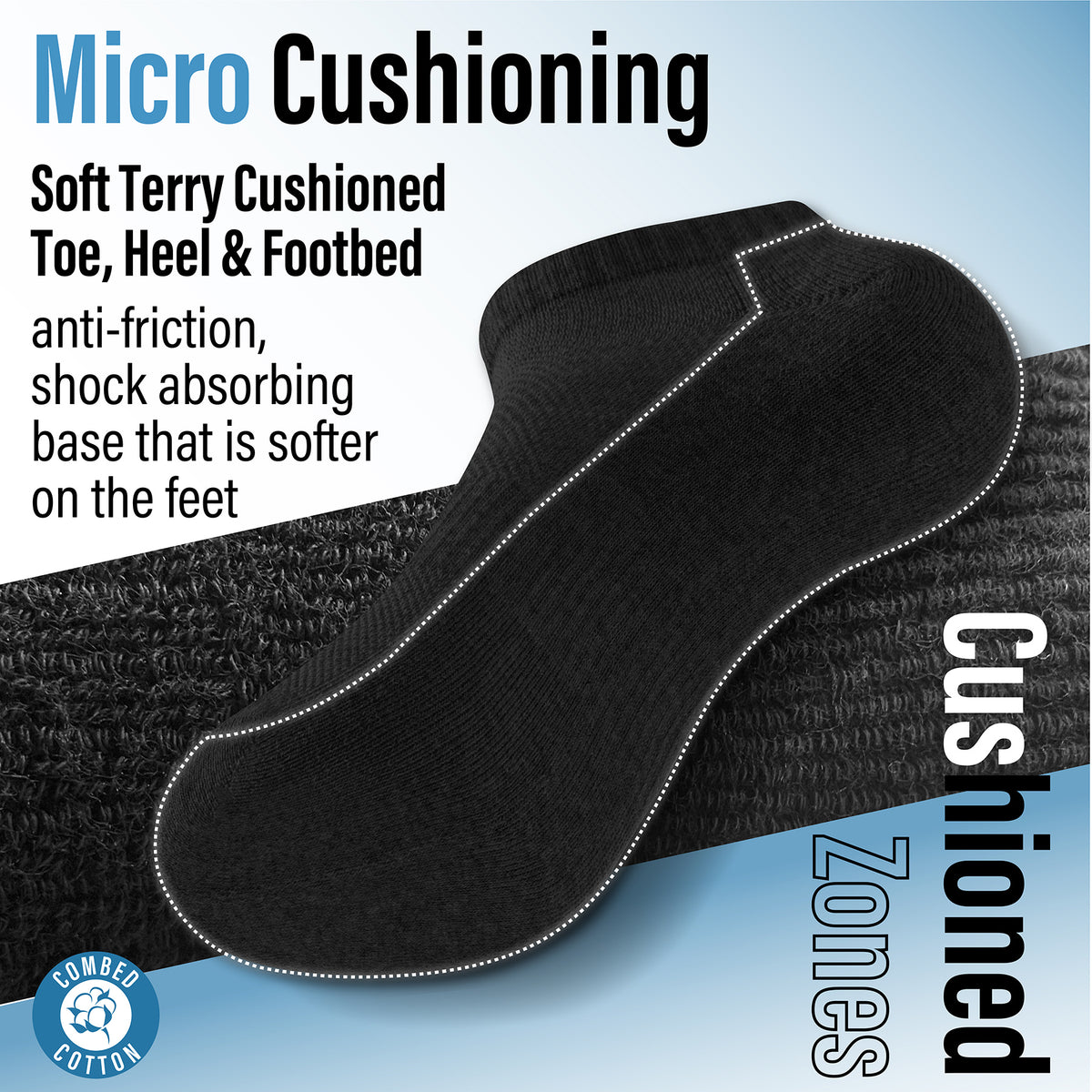 Mens 12pk Half Terry Black Trainer Socks
