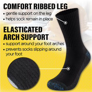 Mens 6 Pack Premium Cotton Blend Contrast Work Socks