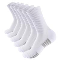 Mens 6pk Half Terry Sports Socks (White/Grey Striped)