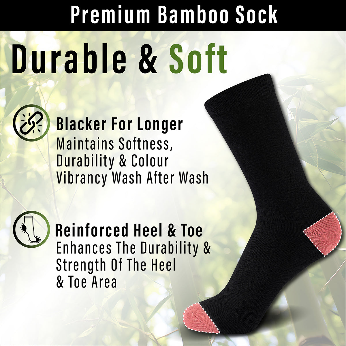 Black - Contast H&T 10 Pack Womens Bamboo Blend Socks