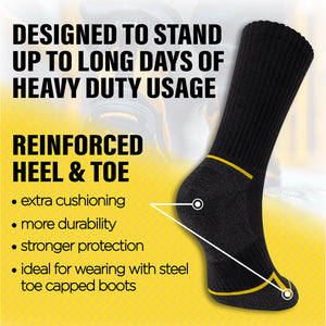 Mens 12 Pack Premium Cotton Blend Yellow Stripe Work Socks