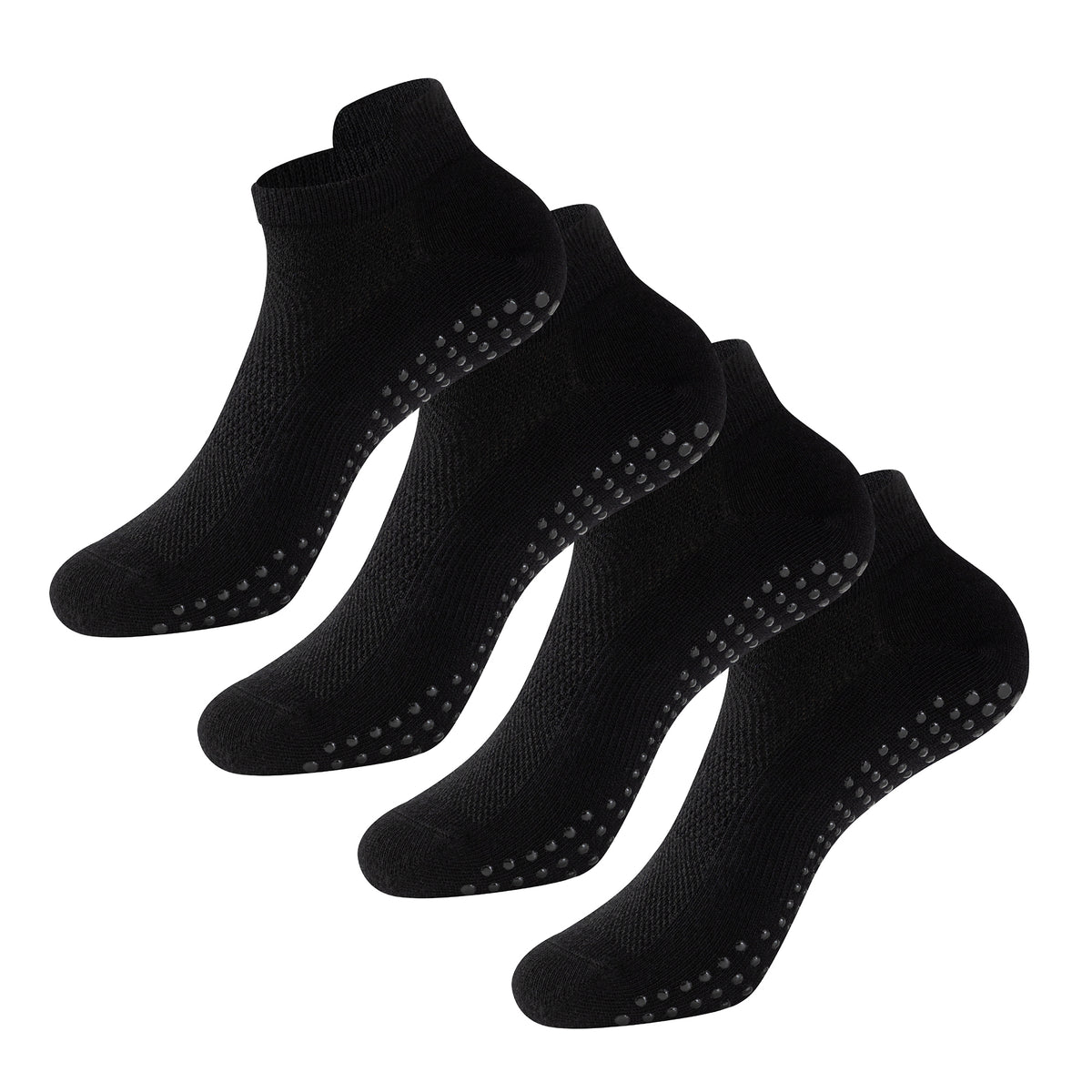 Womens 4PK Yoga & Pilates Black Trainer Socks
