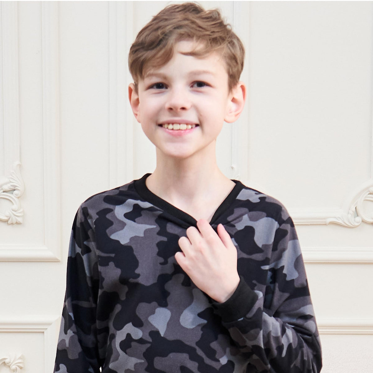 Boys Grey Camo Pyjama Set