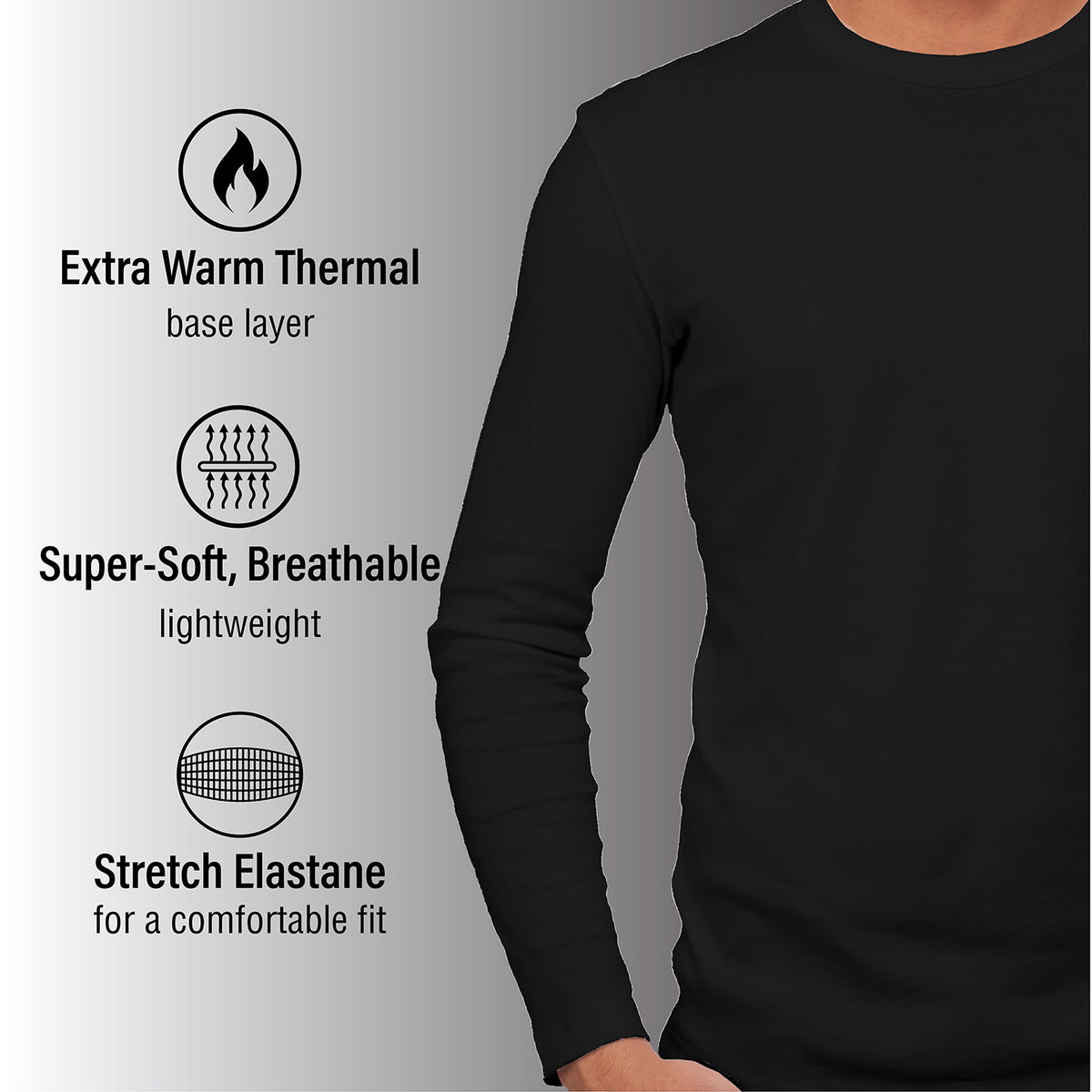 Mens Thermal Underwear Long Sleeve Top Black