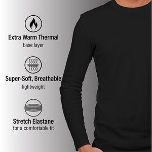 Mens Thermal Underwear Long Sleeve Top Black