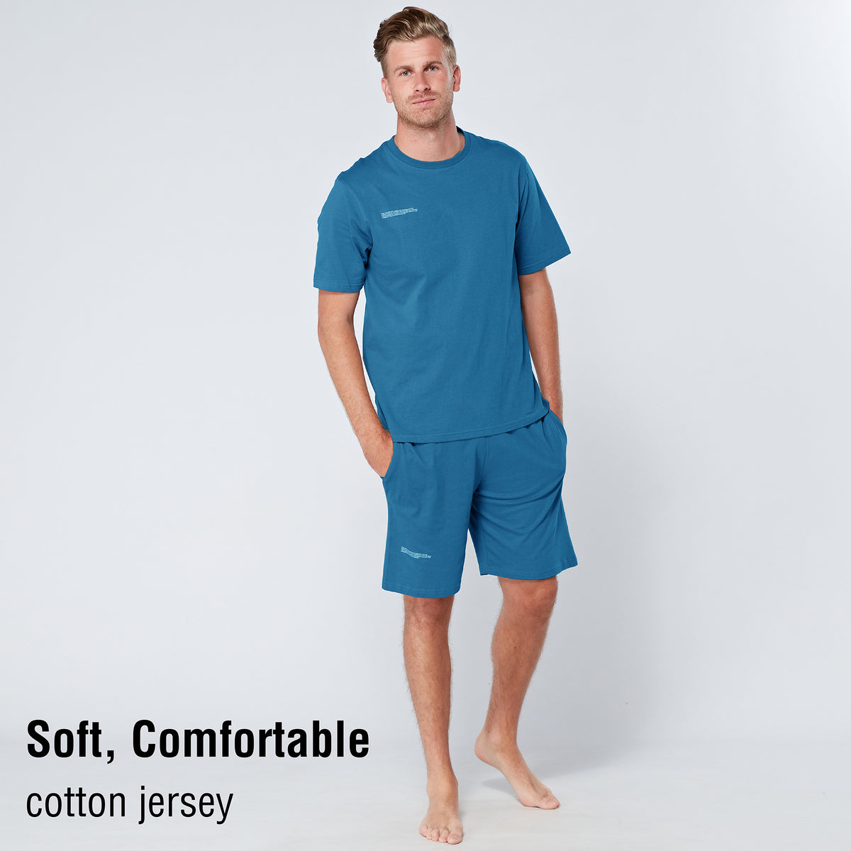 Blue Minimal Print Shorty Pyjamas Set