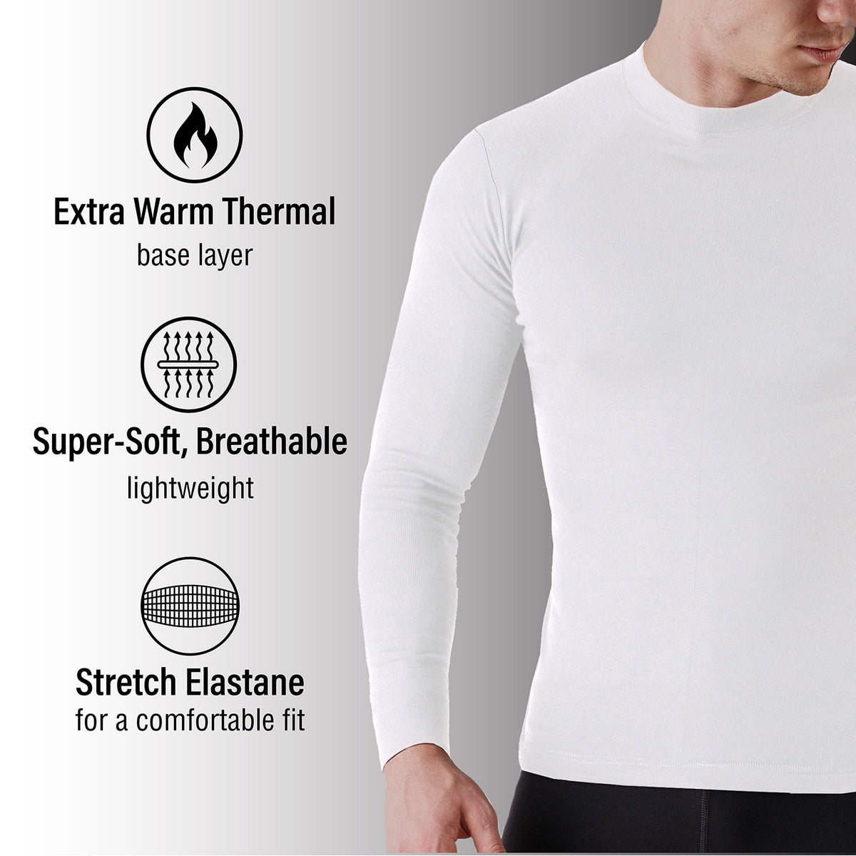 Mens Thermal Underwear High Neck Ivory