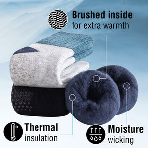 Mens 3 Pack Brushed Lounge Socks Colour Block