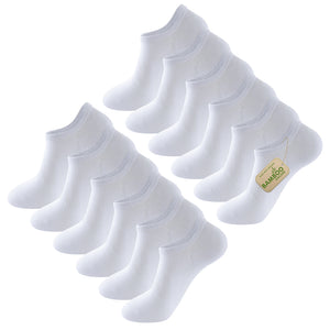 Womens 12pk Bamboo White Trainer Socks