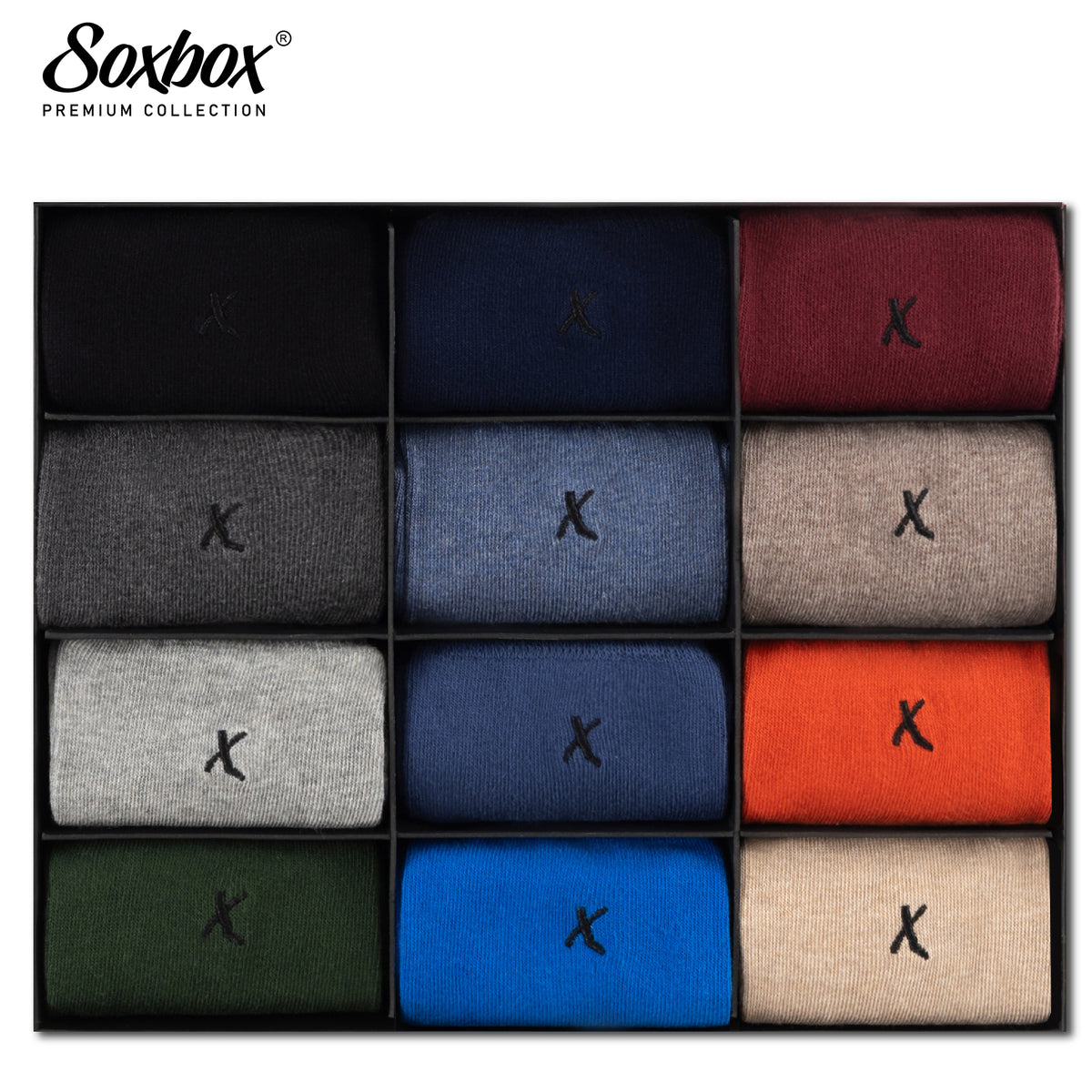 Mens 12PK Assorted Embroidery Socks - Soxbox